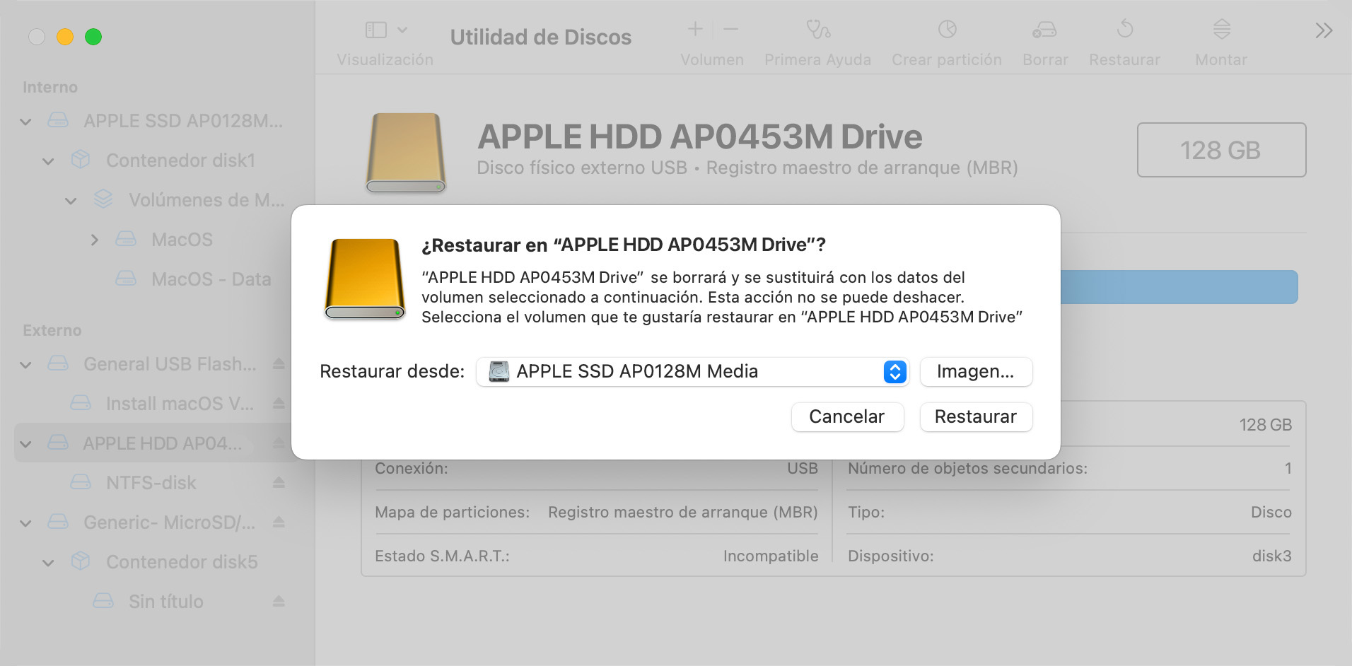 Recuperar un disco utilizando la Utilidad de Discos en tu Mac