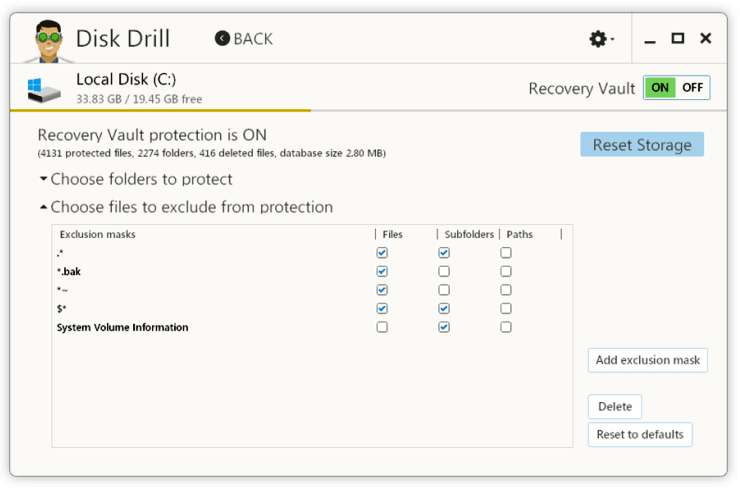 Recovery Vault module in Disk Drill